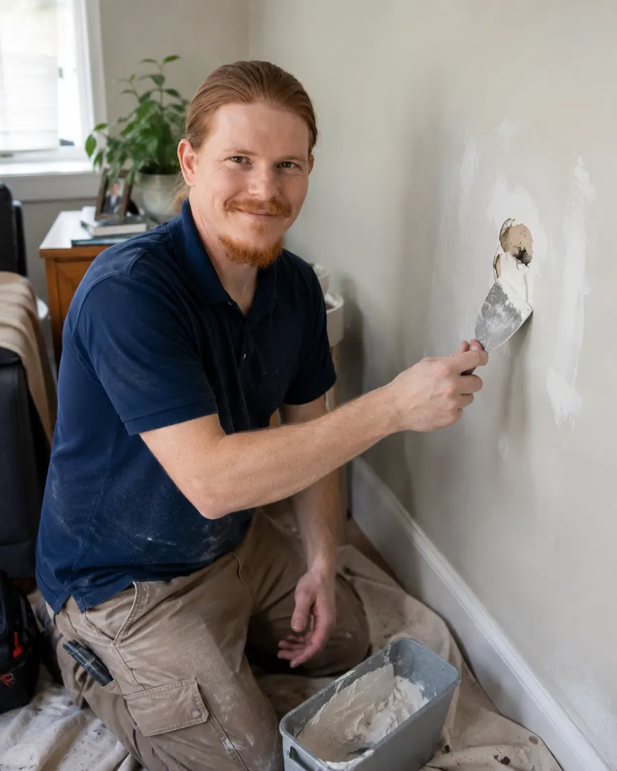 Rusty patching a small drywall hole